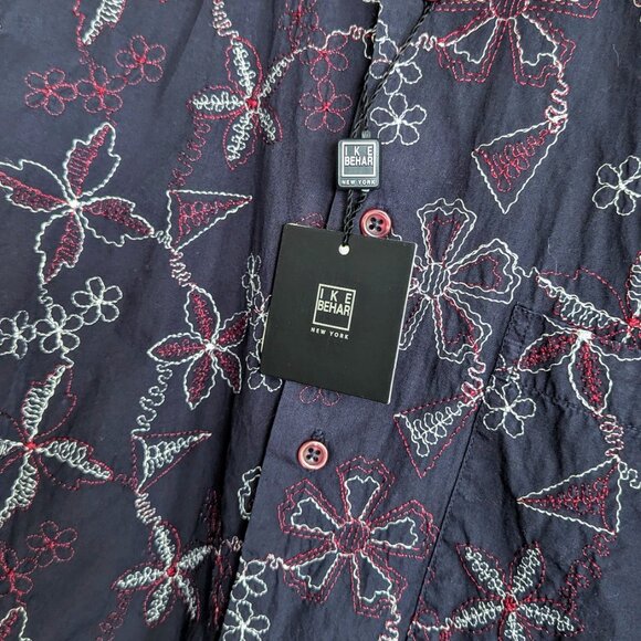 Ike Behar NWT Size L Deep Purple Eggplant Color Embroidered Button Down Shirt - Picture 6 of 8